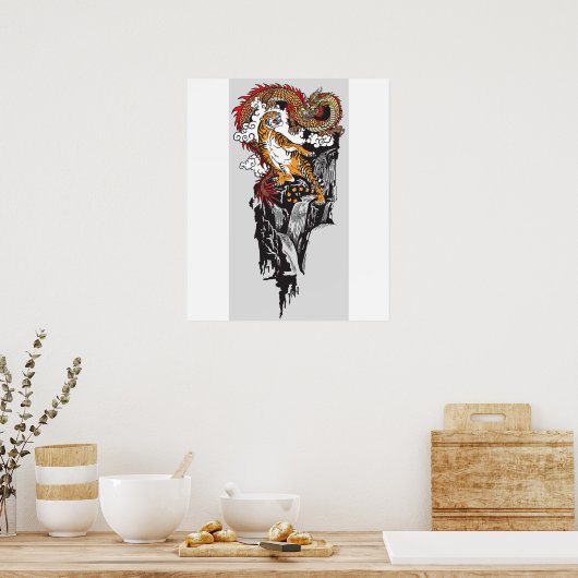 Asian dragon versus tiger. Graphic ART ポスター (キッチン)