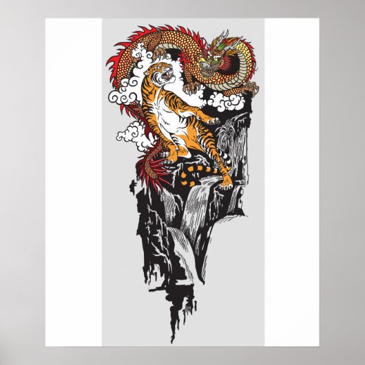 Asian dragon versus tiger. Graphic ART ポスター (正面)
