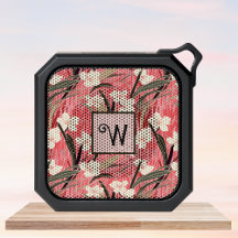 Asian Floral Pink Peach White Chinoiserie Monogram