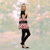 Asian Floral Pink Peach White Chinoiserie Monogram トートバッグ