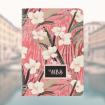 Asian Floral Pink Peach White Chinoiserie Monogram