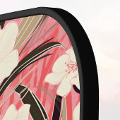 Asian Floral Pink Peach White Chinoiserie Monogram ピックルボールラケット