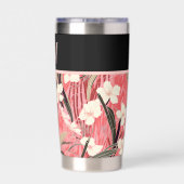Asian Floral Pink Peach White Chinoiserie Monogram 保温保冷タンブラー (背面)