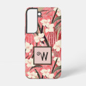 Asian Floral Pink Peach White Chinoiserie Monogram Samsung Galaxyケース (裏面)