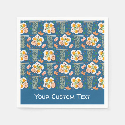 Asian Food Illustration Paper Napkins with Ramen  スタンダードカクテルナプキン (正面)