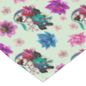 Asian Geisha Dragon Cherry Blossoms Blue テーブルクロス (アングル)