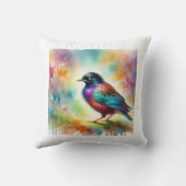 Asian glossy starling 050824AREF145 - Watercolor クッション (裏面)