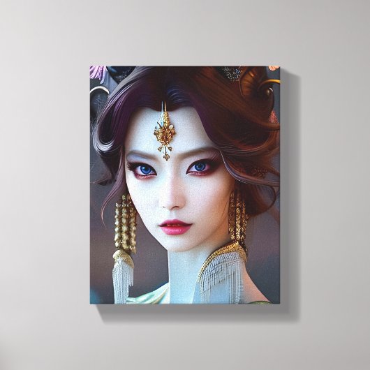Asian Goddess Ai Generated Art キャンバスプリント (正面)