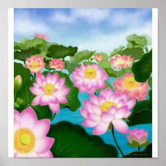 Asian Lotus Gardenポスター ポスター