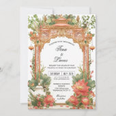 Asian Lotus Tea Ceremony Wedding Invitation 招待状 (正面)