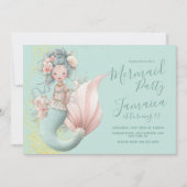 Asian Mermaid Beach Birthday Party  招待状 (正面)