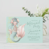 Asian Mermaid Beach Birthday Party  招待状 (スタンド正面)