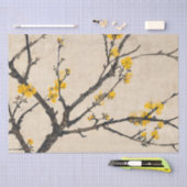 Asian Minimalist Yellow Blossom Branch 薄葉紙 (クラフト)