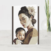 Asian Mother & Mothers, Mothers Day Card カード (正面)