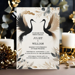 Asian Sky Cloud Crane素朴のフェザーを結婚取得 招待状