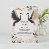 Asian Sky Cloud Crane素朴のフェザーを結婚取得 招待状 (スタンド正面)