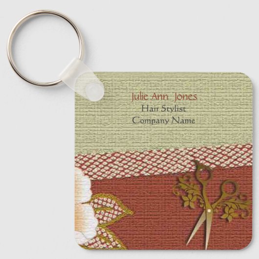 Asian Style Hair Stylist Business Card Keychain キーホルダー (正面)