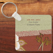 Asian Style Hair Stylist Business Card Keychain キーホルダー (正面)