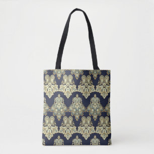 Asian Textile:フローラペイズリーイラストレーション トートバッグ