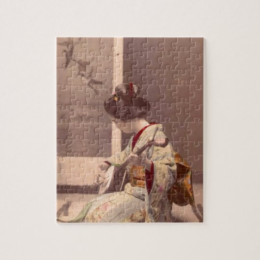 Asian Vintage Art Geisha日本のな女性 ジグソーパズル (縦)