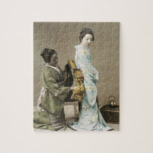 Asian Vintage Art Geisha日本のな女性 ジグソーパズル