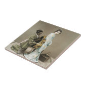Asian Vintage Art Geisha日本のな女性 タイル (側面)