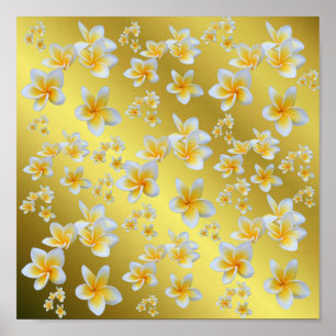 asian, yellow, white, bloom, bright, gold, floral ポスター