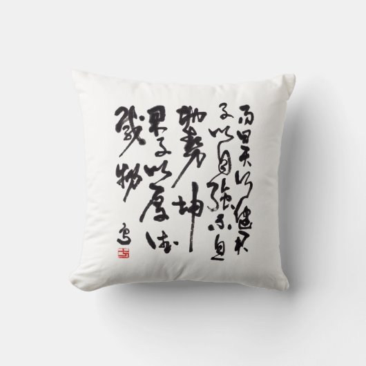 Asiatische Kunst mit chinesischer Kalligraphie クッション (正面)