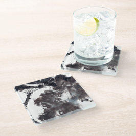 Asiatische Kunst mit Lotusblätter Motiv ガラスコースター