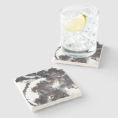 Asiatische Kunst mit Lotusblätter Motiv ストーンコースター (横)