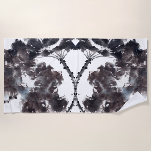 Asiatische Kunst mit Lotusblätter Motiv ビーチタオル (正面)