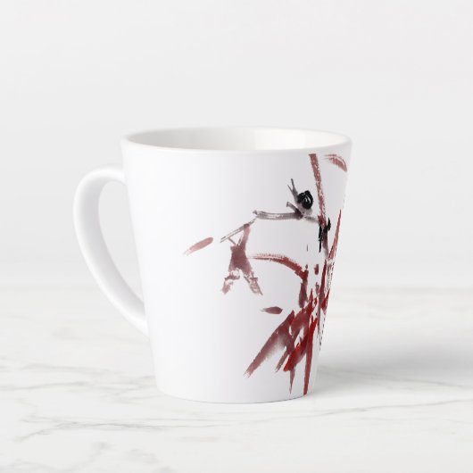 Asiatische Kunst mit Schnecke und Rotem Bambus カフェラテマグ (左アングル)