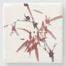 Asiatische Kunst mit Schnecke und Rotem Bambus ストーンコースター