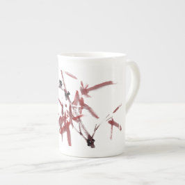 Asiatische Kunst mit Schnecke und Rotem Bambus ボーンチャイナマグカップ