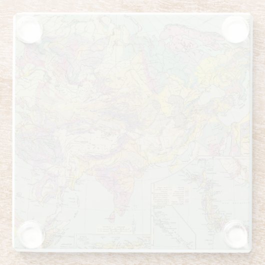 Asien uのユーロパ-アジアおよびヨーロッパの地図書の地図 ガラスコースター (裏面)