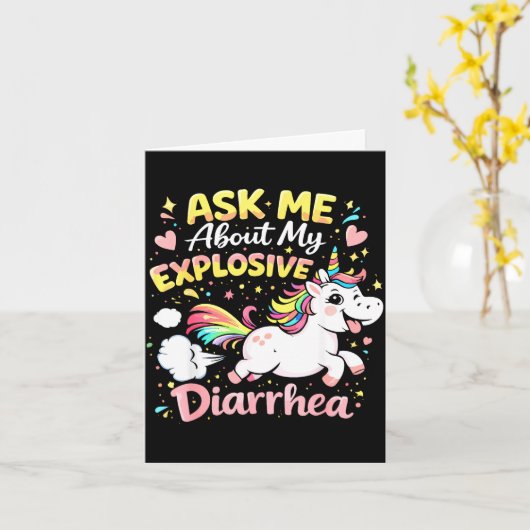 Ask about explosive diarrhea funny poop meme カード (黄色い花)