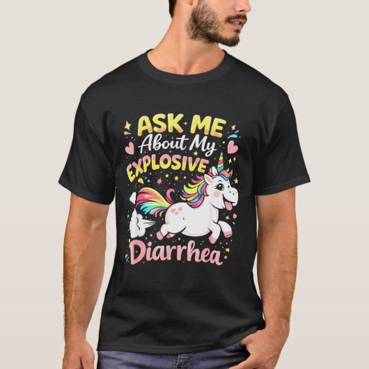 Ask about explosive diarrhea funny poop meme tシャツ (正面)