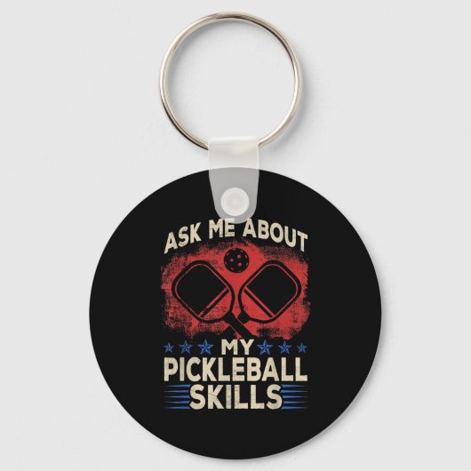 Ask about pickle ball skills - funny pickle ball キーホルダー (正面)