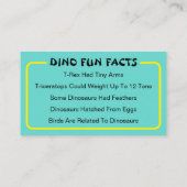 Ask Me About Dinosaurs Kids Personal Calling Card コーリングカード (裏面)