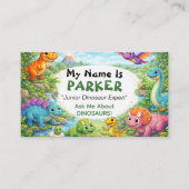 Ask Me About Dinosaurs Kids Personal Calling Card コーリングカード (正面)