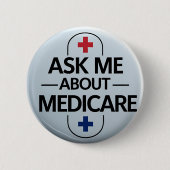 Ask Me About Medicare Red White Blue 缶バッジ (正面)