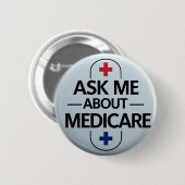 Ask Me About Medicare Red White Blue 缶バッジ (正面&裏面)