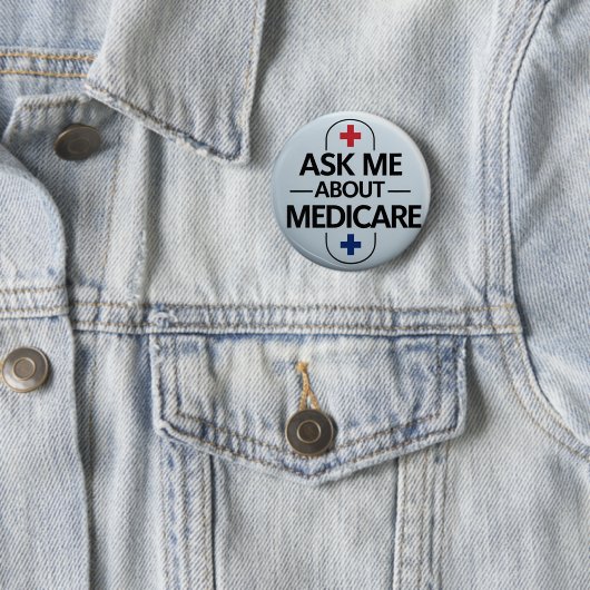 Ask Me About Medicare Red White Blue 缶バッジ (インサイチュ)