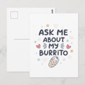 Ask Me About My Burrito Cute Baby Art ポストカード (正面/裏面)