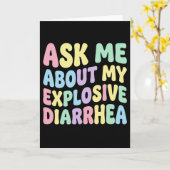 Ask Me About My Explosive Diarrhea Funny Adult カード (黄色い花)