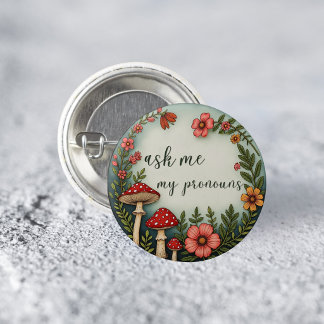 Ask Me My Pronouns コテージコア 代名詞 LGBTQ ピンバッジ