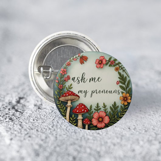 Ask Me My Pronouns コテージコア 代名詞 LGBTQ ピンバッジ