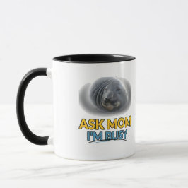 Ask Mom 忙しいよ おもしろアザラシコンビマグ マグカップ