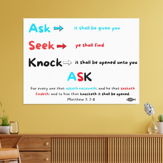 Ask Seek Knock キャンバスプリント (インサイチュ (リビング))