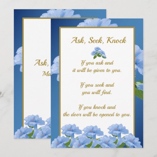 Ask Seek Knock Matthew 7:8 Card シーズンカード (正面/裏面)